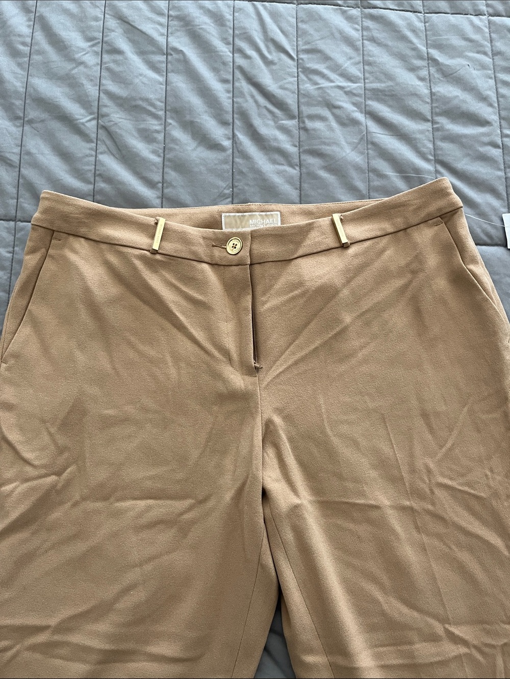 MICHAEL Michael Kors Tan Dress Pants with Gold Accents